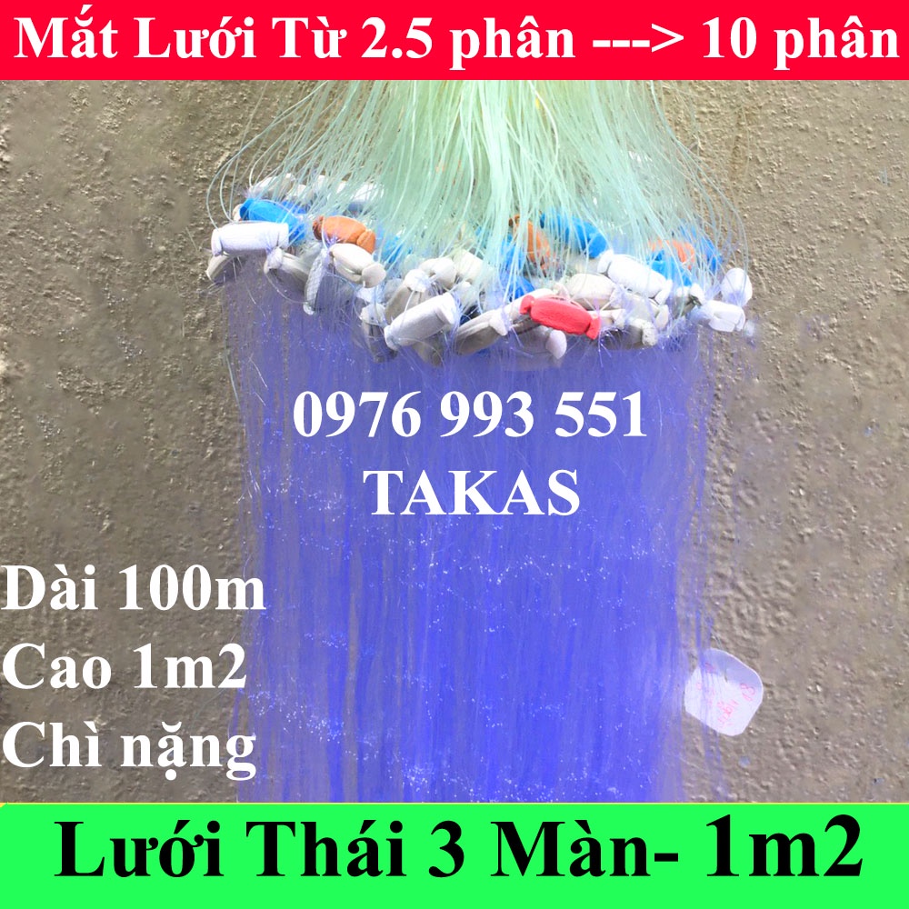 Lưới bắt Cá Thái Lan 3 màn tàng hình cao 1m2,dài 100m