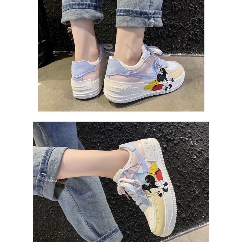 Giày thể thao sneakers nữ FREESHIP độn đế mickey (tặng dây giày hồng kute)