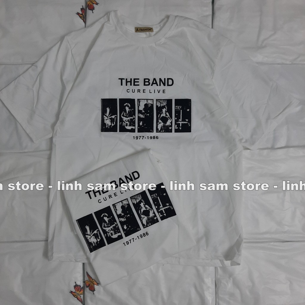 Áo thun tay lỡ nam nữ SAM CLO phông form rộng dáng Unisex, mặc lớp, nhóm, cặp in chữ THE BAND CURE LIVE | BigBuy360 - bigbuy360.vn
