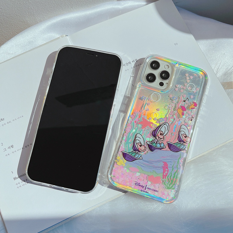 Ốp Điện Thoại Silicon Dẻo Họa Tiết Hoạt Hình Disney Oyster Lấp Lánh Cho For iPhone 7 8 Plus XR XS X 11 12 13 Pro Max
