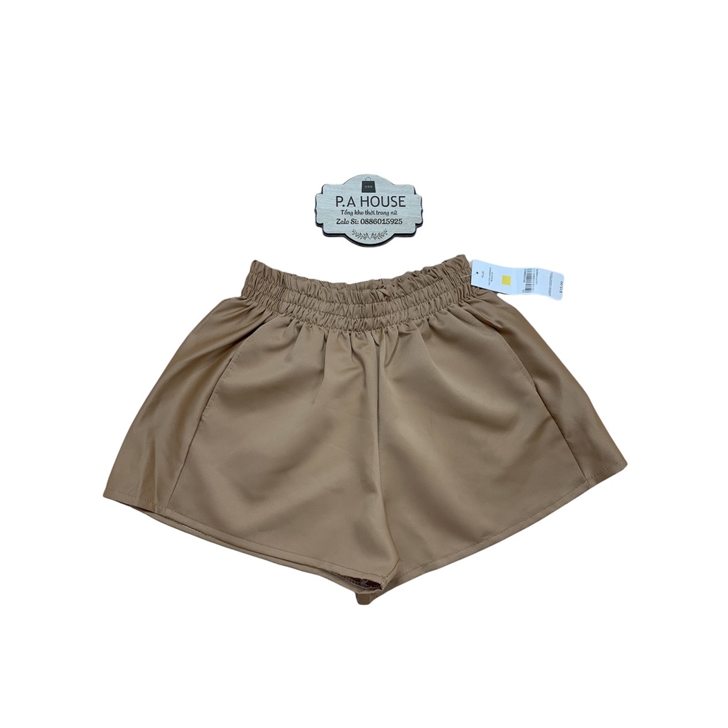 Quần Short Phồng Lưng Thun, Cạp Cao Có Túi Cao Cấp