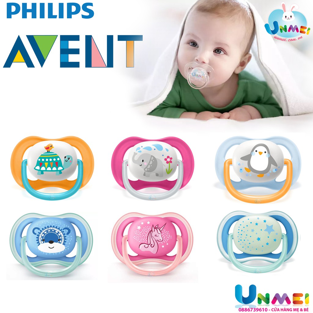 Núm Ty Ngậm -Ti Giả Chỉnh Nha đầu dẹt Philips Avent Ultra Air dành cho Bé 0-6 và 6-18 Tháng - Miếng Báo Vệ Đầu Vú Mẹ