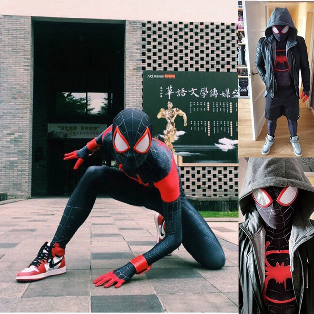 ☬Spider-Man Into The Spider Verse Cosplay Costume Miles Morales 3D Printed Bodysuit Zentai Suit