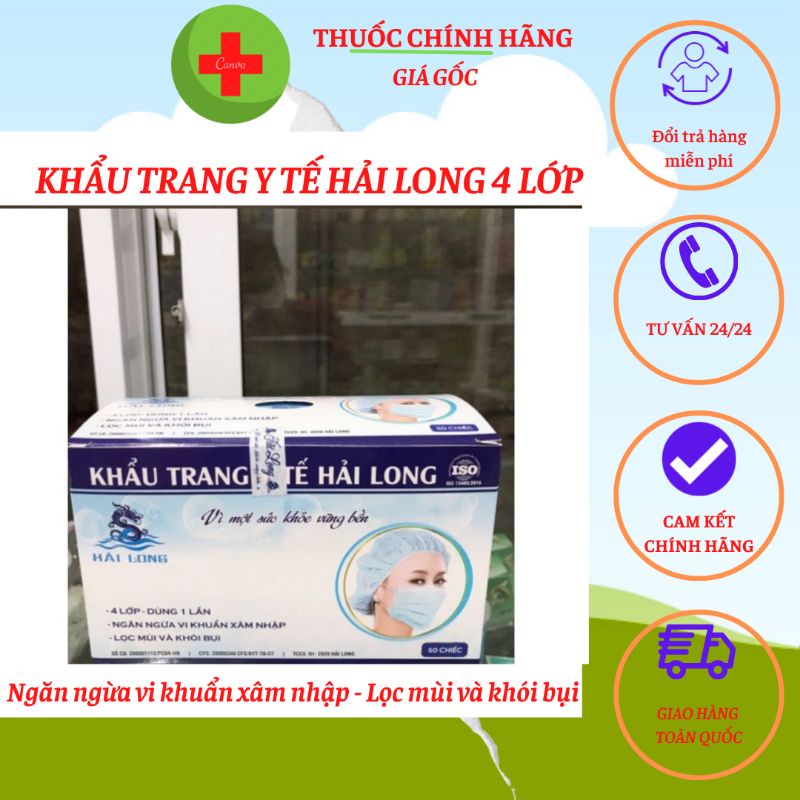 Khẩu Trang Y Tế Hải Long 4 Lớp Kháng Khuẩn Chống Bụi Mịn