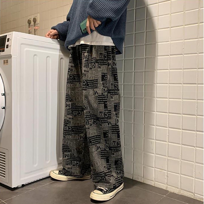 Quần ống rộng Họa Tiết Tờ Báo Thời Trang Hàn Quốc Mới 2023