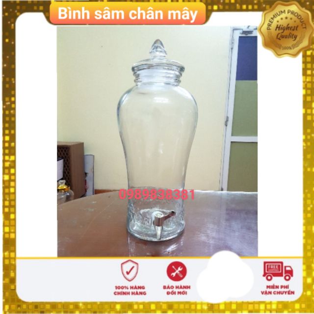 Bình ngâm rượu thủy tinh có vòi 10 lít  sâm chân mây