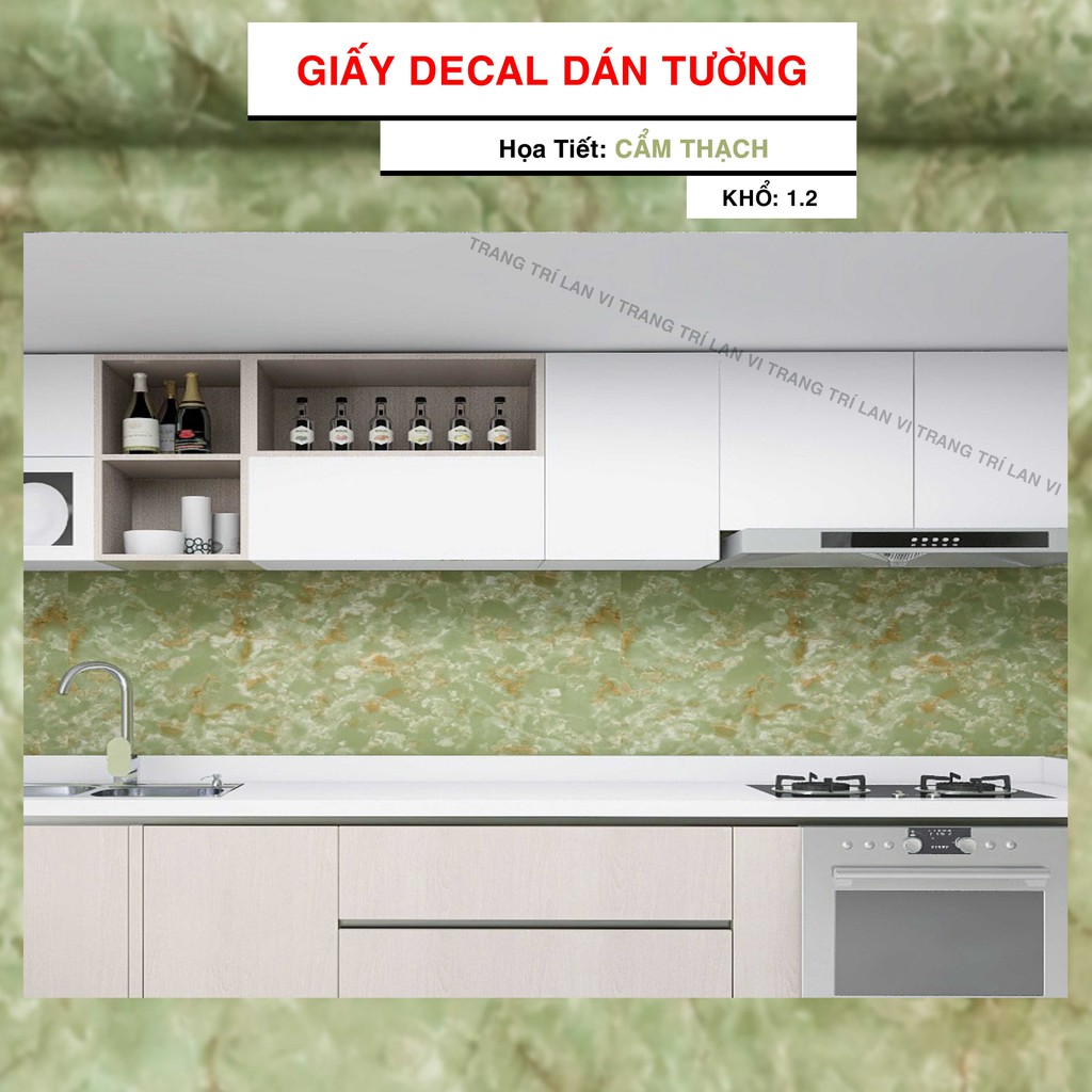 Giấy dán decal giả vân đá xanh ngọc 3D chịu nhiệt chống nước chống dầu mỡ dễ dàng lau chùi