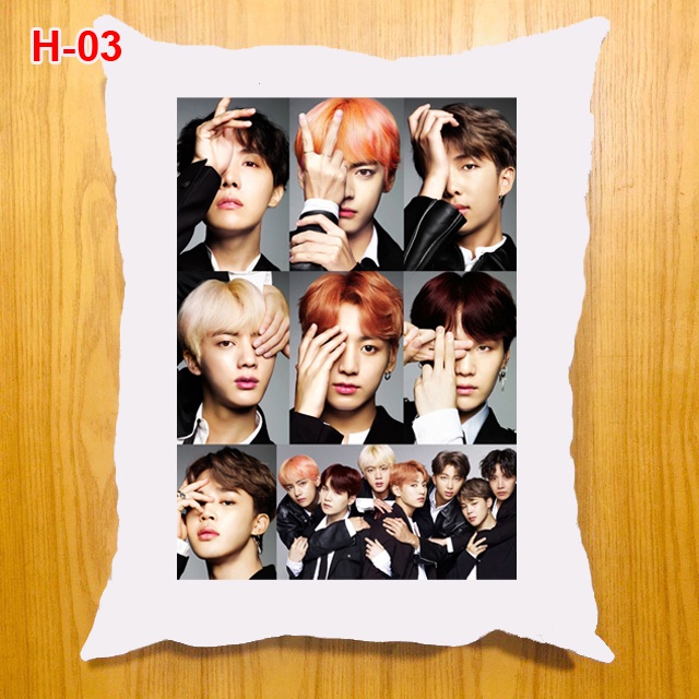 Gối bông BTS, BT21  in rõ bền đẹp, giặt không phai màu (40x50cm)