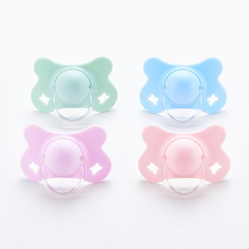 INN Baby with Lid Butterfly Shape Round and Flat Teat Silicone Sleep Pacifier Newborn Boys Girls Bite Chew Supplies