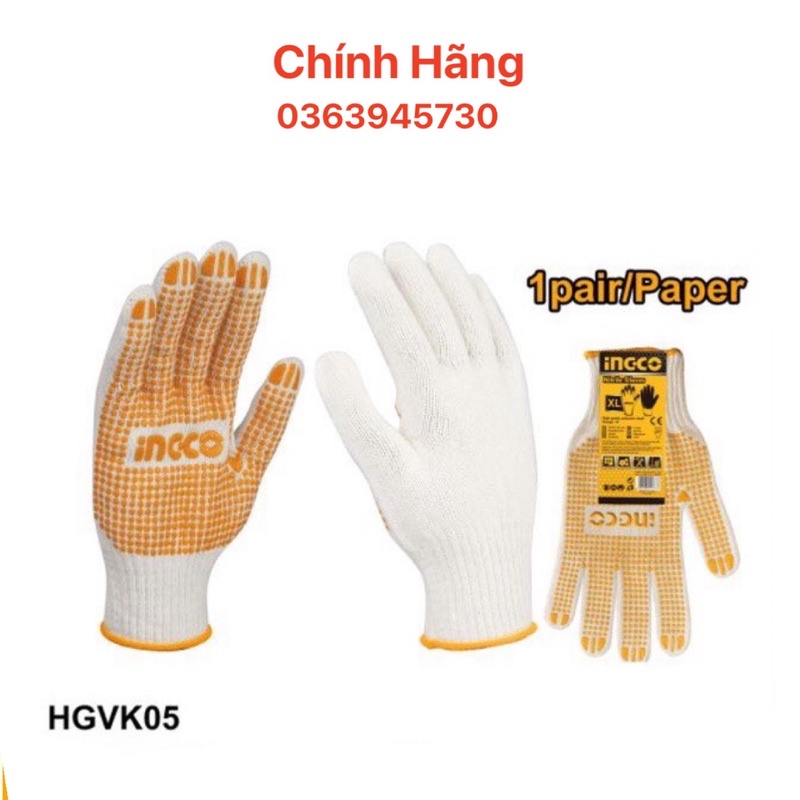 ĐỒ NGHỀ INGCO Găng tay dệt kim & có đốm chấm nhựa PVC HGVK05