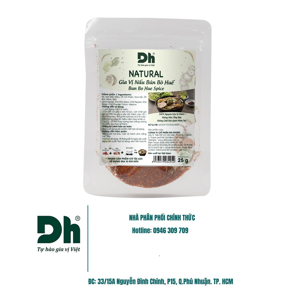 Gói NATURAL Gia Vị Nấu Bún Bò Huế - Thương hiệu DH Foods