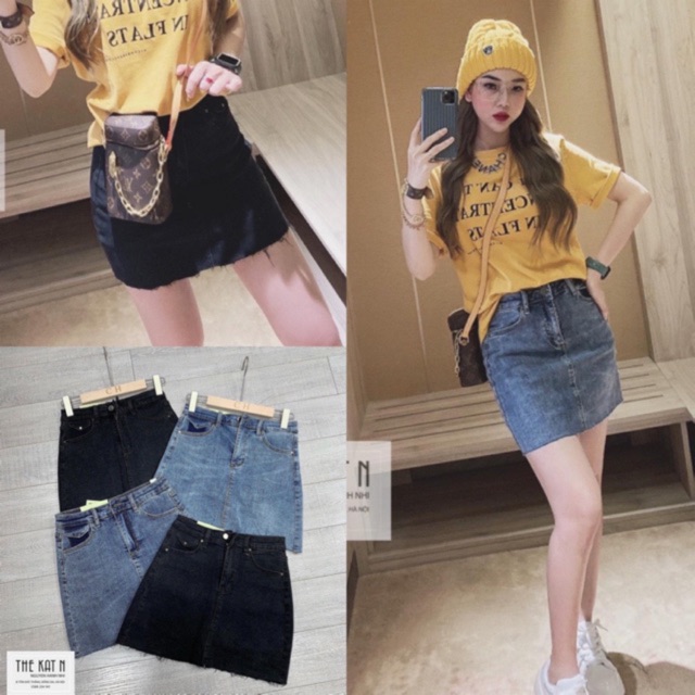 [ Mã FAXANH55 giảm 10K đơn 50K] BÁN SỈ CHÂN VÁY JEAN NGẮN 2 MÀU M612-613 CHO NỮ