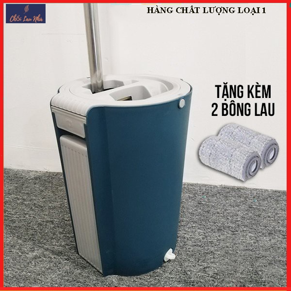 Bộ Lau Nhà Thông Minh Bàn Lau Phẳng Bình Tròn Cao Cấp Tự Vắt Xoay 360 Độ