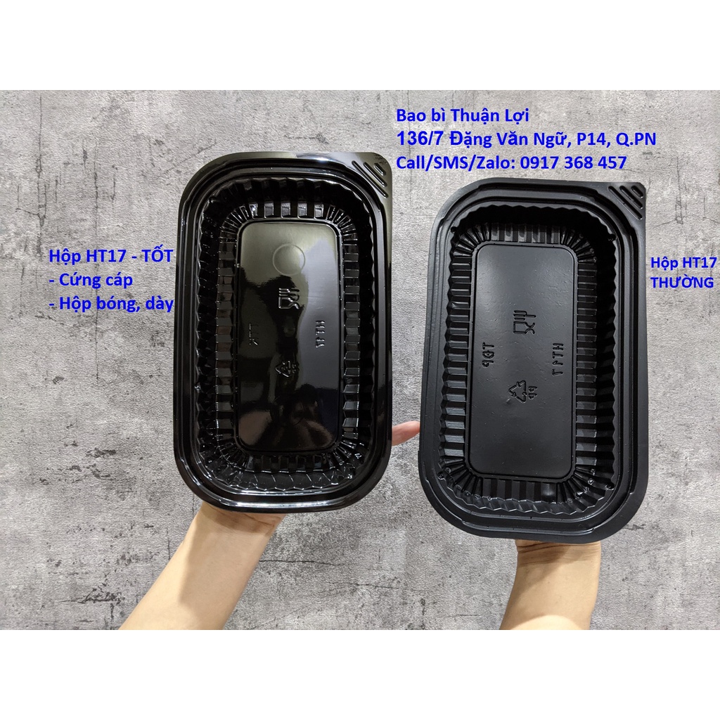 Hộp nhựa đen nắp trong / Hộp HT17 : chuyên đựng thực phẩm- Hàng đẹp - Không hôi - Không xẹp lún [Lốc 50 cái]