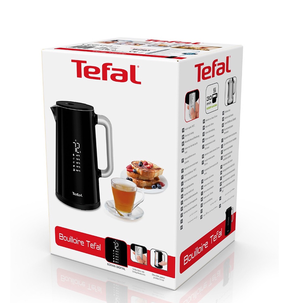 Ấm đun siêu tốc 1.7 lít vỏ thép cài đặt nhiệt độ sôi Tefal KO850810 1800W - Hàng chính hãng