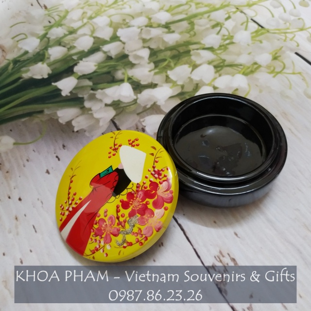 Hộp Hũ Tròn Đựng Kẹo, Trang Sức Sơn Mài Phong Cách Cổ Điển Quý Tộc Đường Kính 10 cm