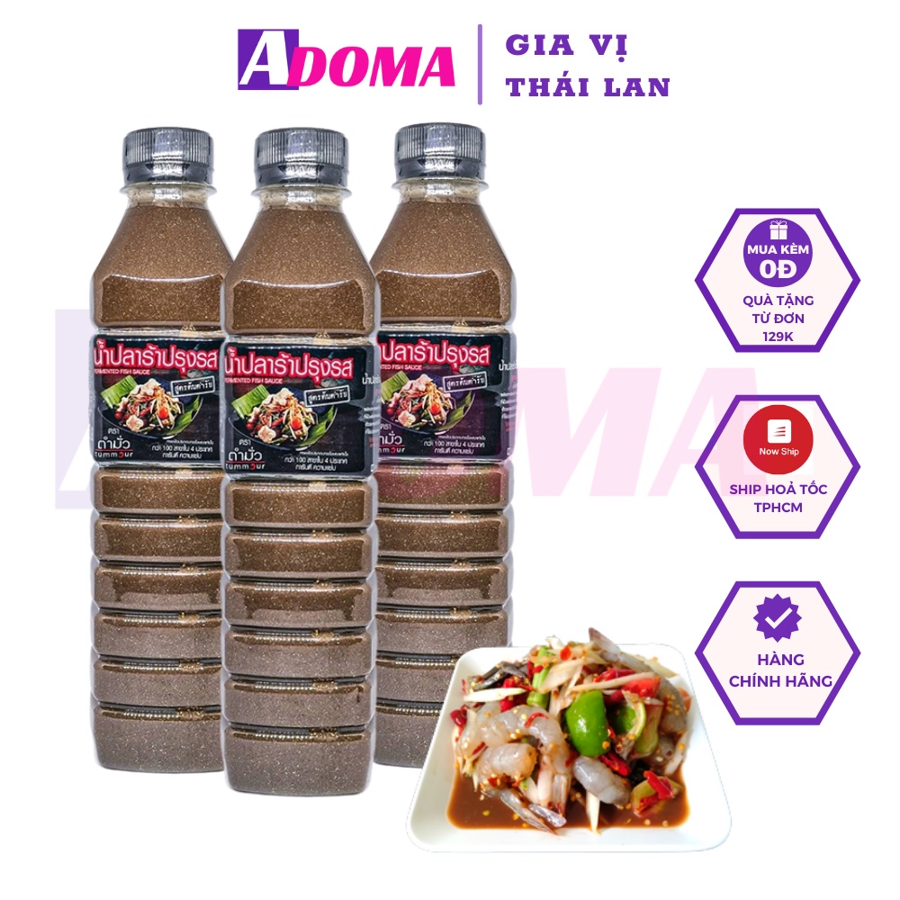 [Mẫu mới] Mắm Trộn Gỏi Đu Đủ Somtum 500ml Thái Lan Ba Khía ADOMA- Sốt trộn nộm đu đủ Tum Mour น้ำปลาร้าตำมั่ว