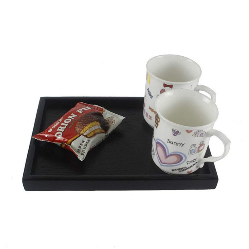 Khay gỗ đựng trà màu đen 25x18x2cm