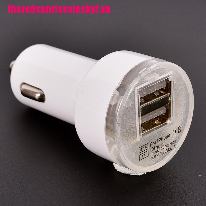 (3C) Củ Sạc Trên Ô Tô 2 Cổng Usb Mini Universal 2.1a Cho Iphone