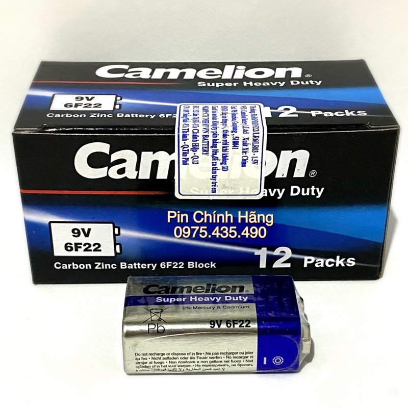 Pin 9V Camelion Cacbon Chính Hãng Hộp 12 viên