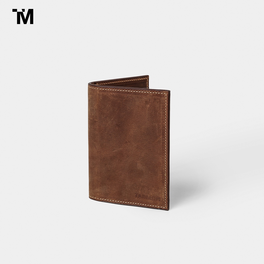 Ví Đựng Thẻ TARMOR Da Bò Thật Màu Nâu Card Holder In Waxed Brown Leather