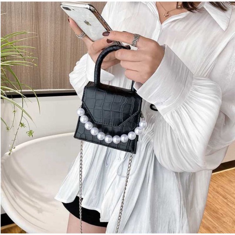 Túi xách tay ,đeo chéo mini kèm dây ngọc trẻ trung cá tínhKN