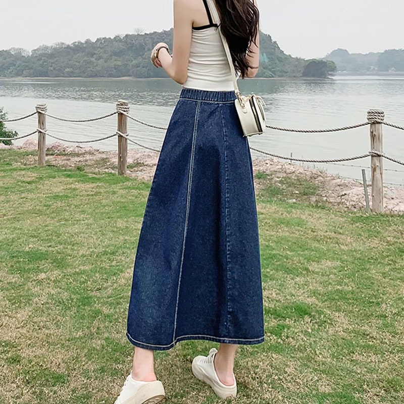 Chân váy jean IELGY dáng chữ A lưng cao thời trang cho nữ