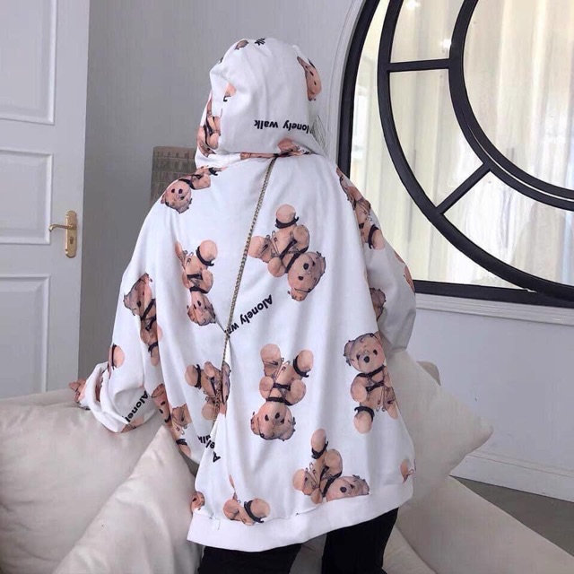 Áo Hoodie Zip Form To Tay Dài Túi Bụng Gấu Teddy