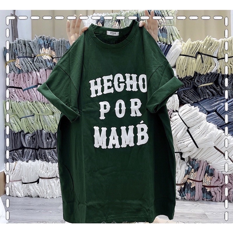 Áo phông cotton khô chữ  Por mama áo thun tay lỡ nam nữ over size