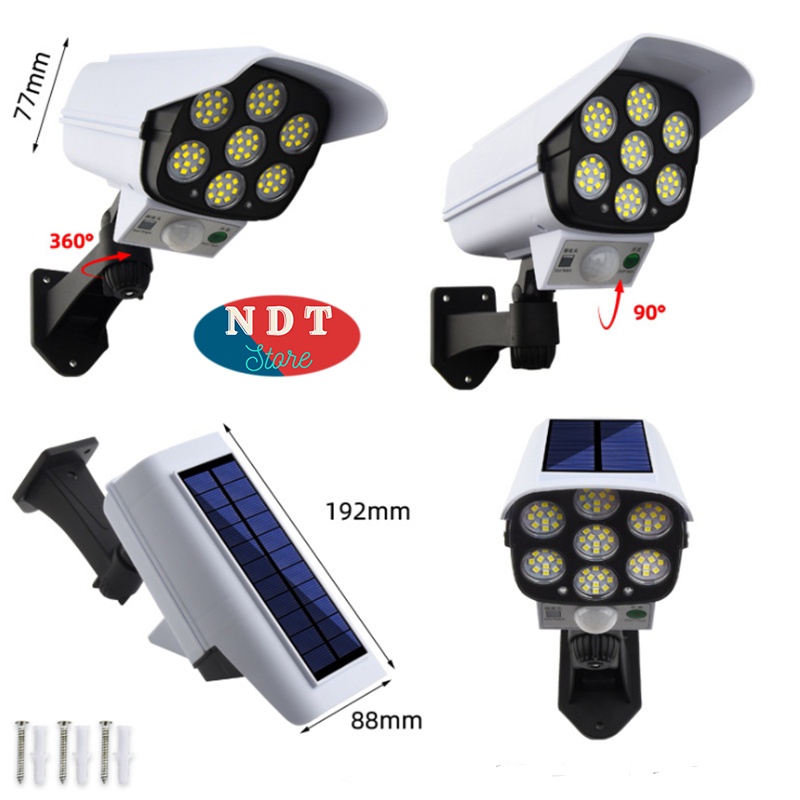 Đèn Năng Lượng mặt Trời Giả Camera Chống Trộm giá rẻ Đèn Led Cảm Ứng Tự Động Bật Tắt Có Điều Khiển từ xa chống Nước 56th