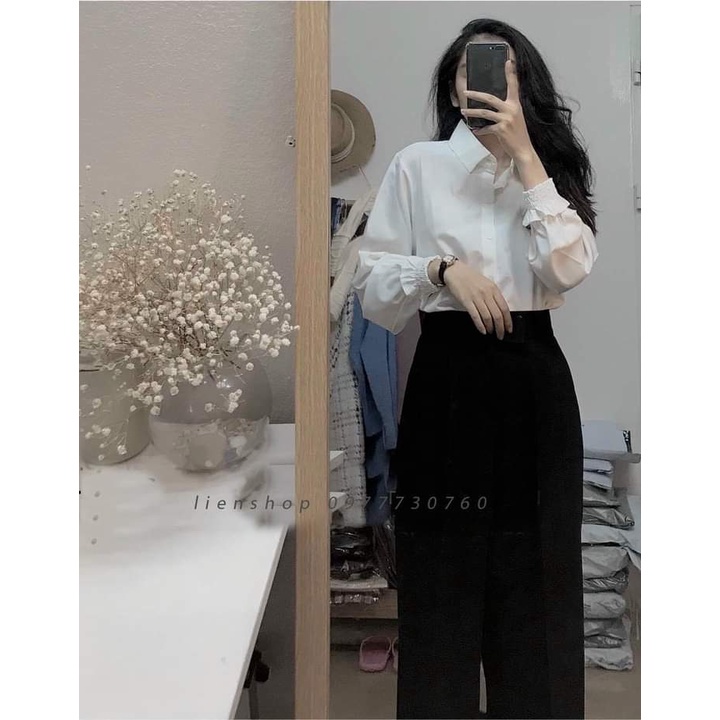 Áo sơ mi TAY CHUN, dáng phông, kiểu dáng tiểu thư - SCXA07