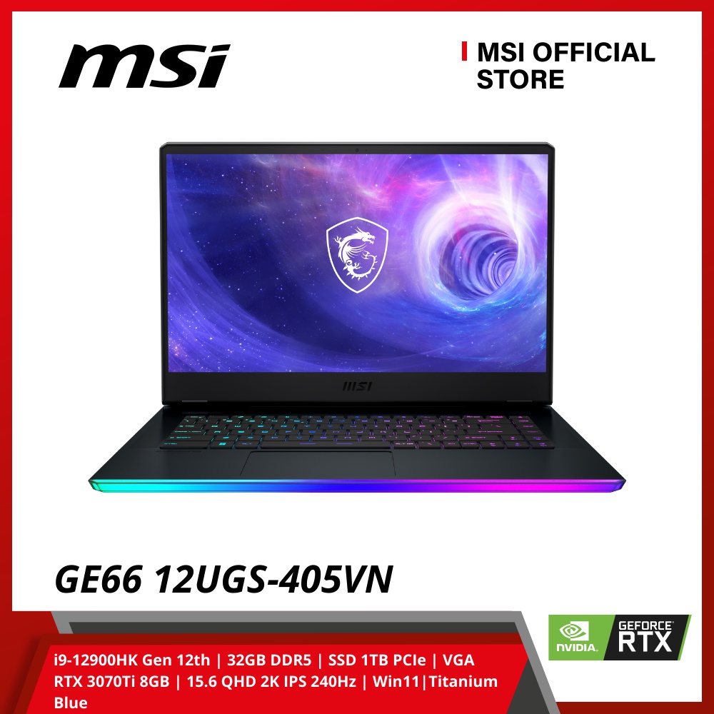 Laptop MSI GE66 RAIDER 12UGS-405VN (i9-12900HK Gen 12th /32GB DDR5/SSD 1TB PCIe/VGA RTX 3070Ti 8GB/15.6 QHD 2K IP W11