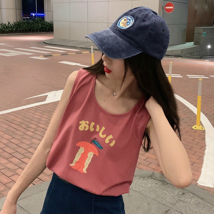 Áo Lửng Không Tay In Chữ Apple Thời Trang Nữ