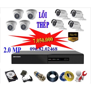 Trọn bộ 8 Camera quan sát Hikvision 2.0MP Ổ cứng 2Tb