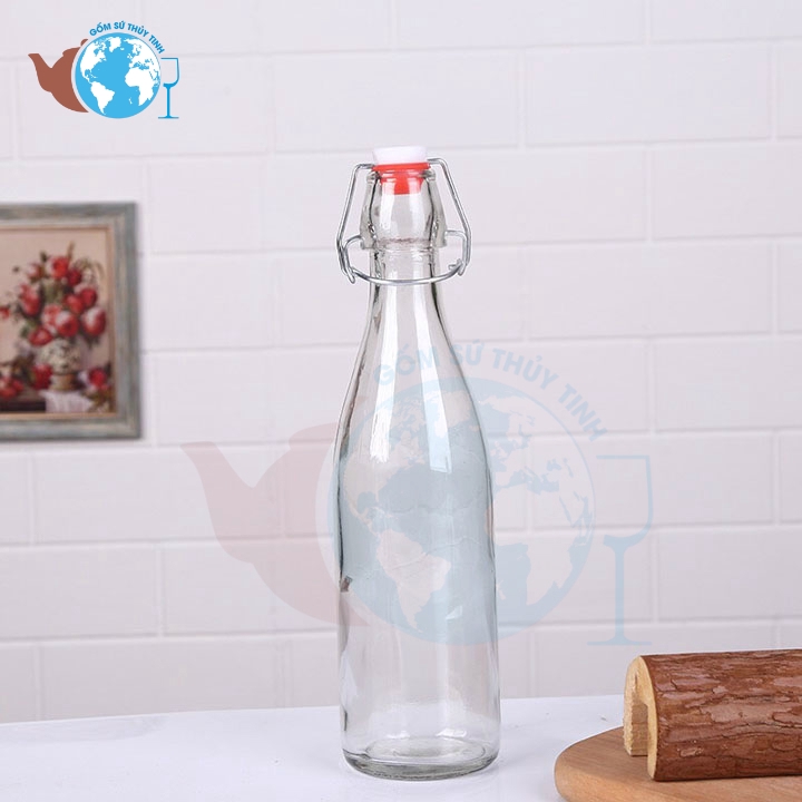 Chai thủy tinh tròn nắp gài nhựa 500ml cao cấp | BigBuy360 - bigbuy360.vn