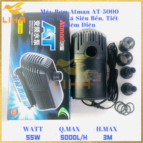 Máy Bơm Atman AT-5000 (55W-5000L/H-3M) - Nước Bể Cá Siêu Bền, Tiết Kiệm Điện