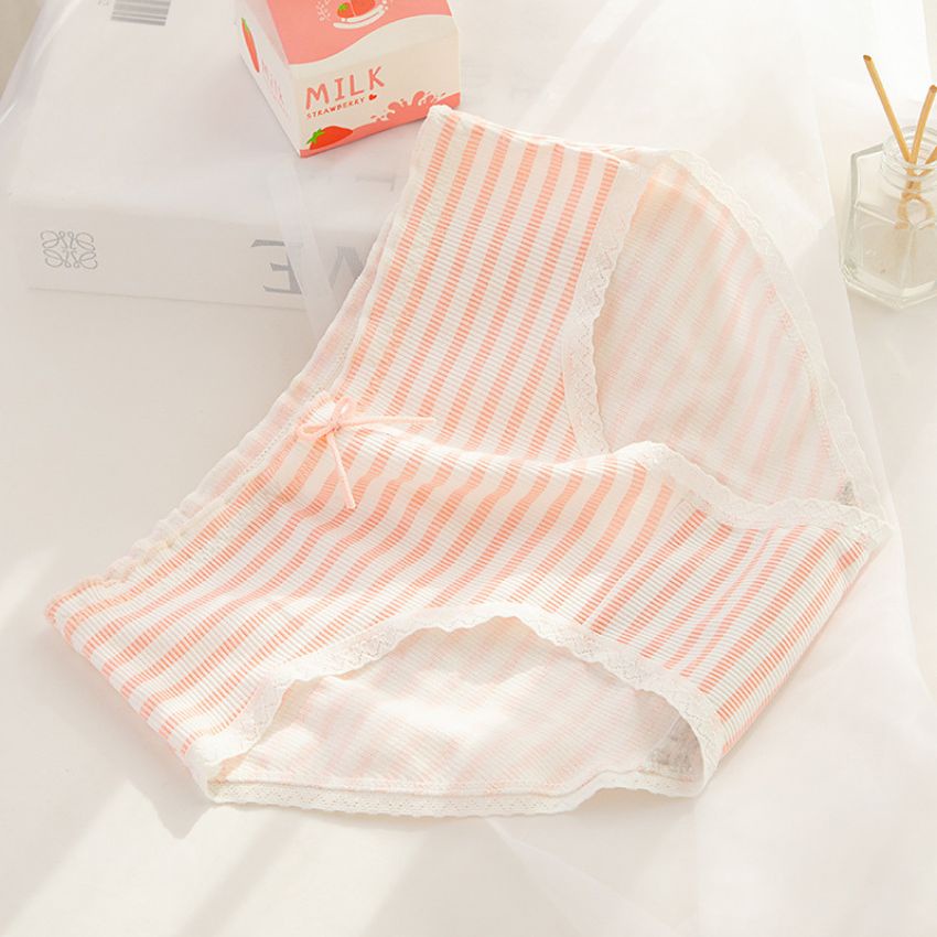 Quần lót nữ cao cấp cotton kẻ sọc, quần chíp đính nơ siêu xinh, chất liệu cotton mềm mại thoáng mát  Bellar_bra L123