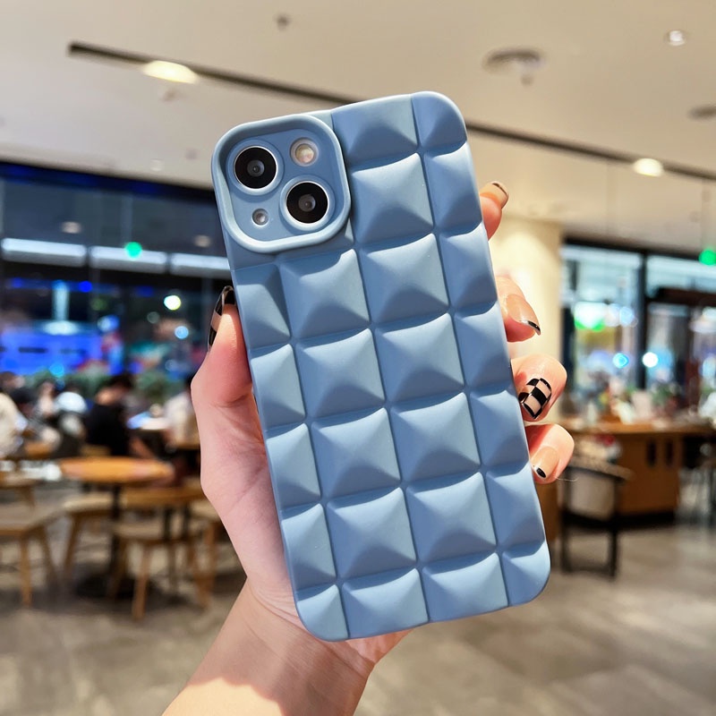 Ốp Điện Thoại Mềm Họa Tiết Lưới Hình Thoi Bảo Vệ Camera Chống Bụi Bẩn Cho IPhone 14 13 11 12 Pro Max X XR 7plus