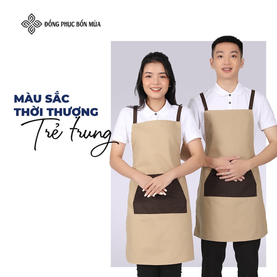 Tạp Dề Pha Chế, Phục Vụ Cao Cấp Trơn Đủ Màu Vải Kaki cực đẹp sẵn hàng kèm video shop tự chụp