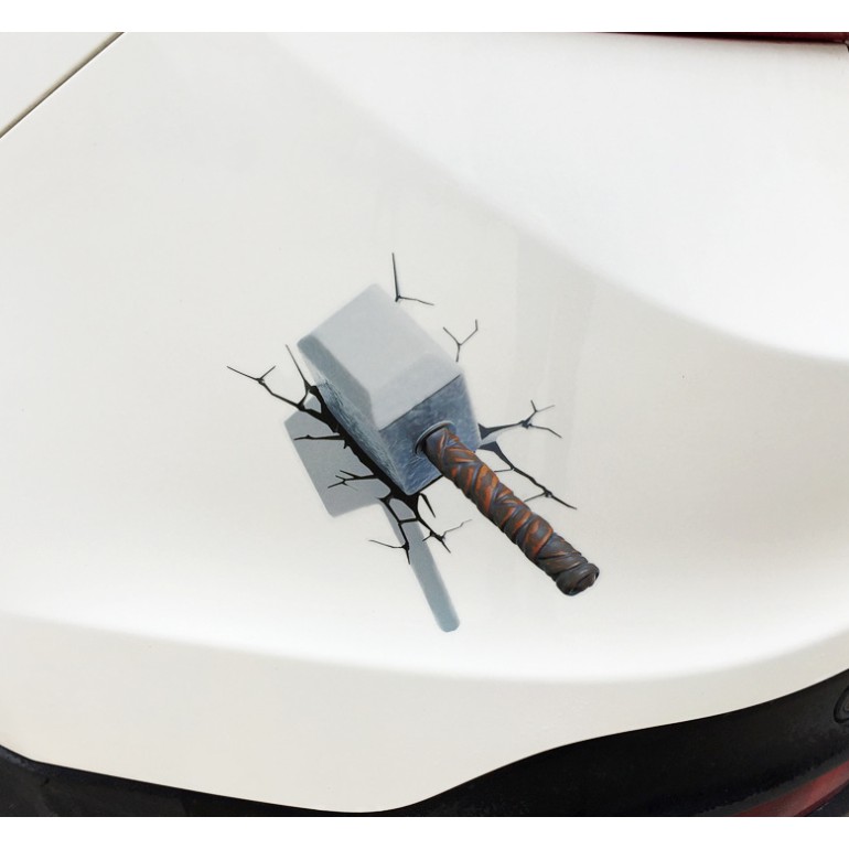 Decal 3D hoạt hình dán xe ô tô che vết xước, decal vui nhộn trang trí xe hơi chống thấm nước