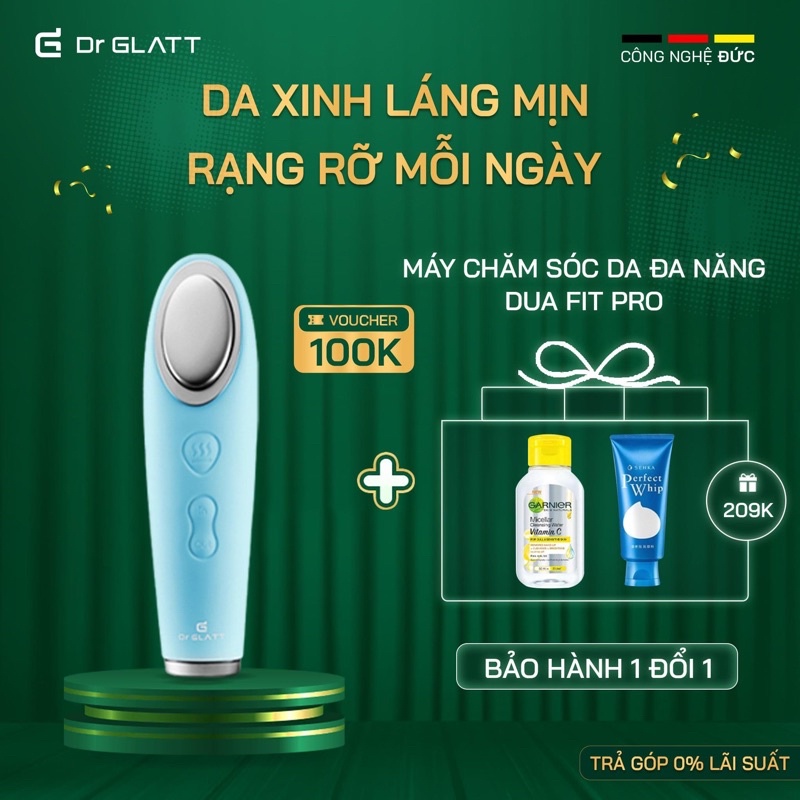 Máy chăm sóc da đa chức năng Dr GLatt- Tẩy Trang - Máy rửa mặt- điện di ion