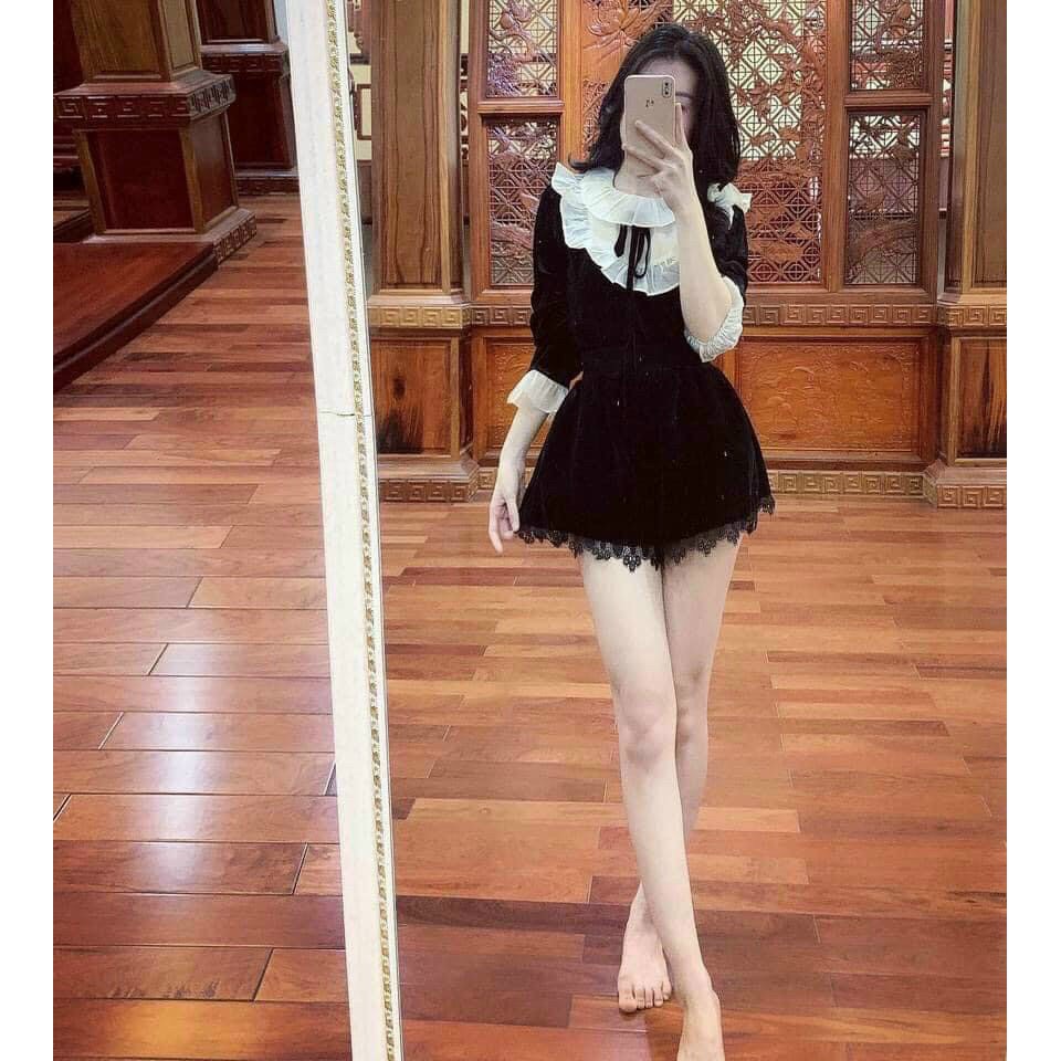 Quần nhung pha ren sịn sò hàng quảng châu