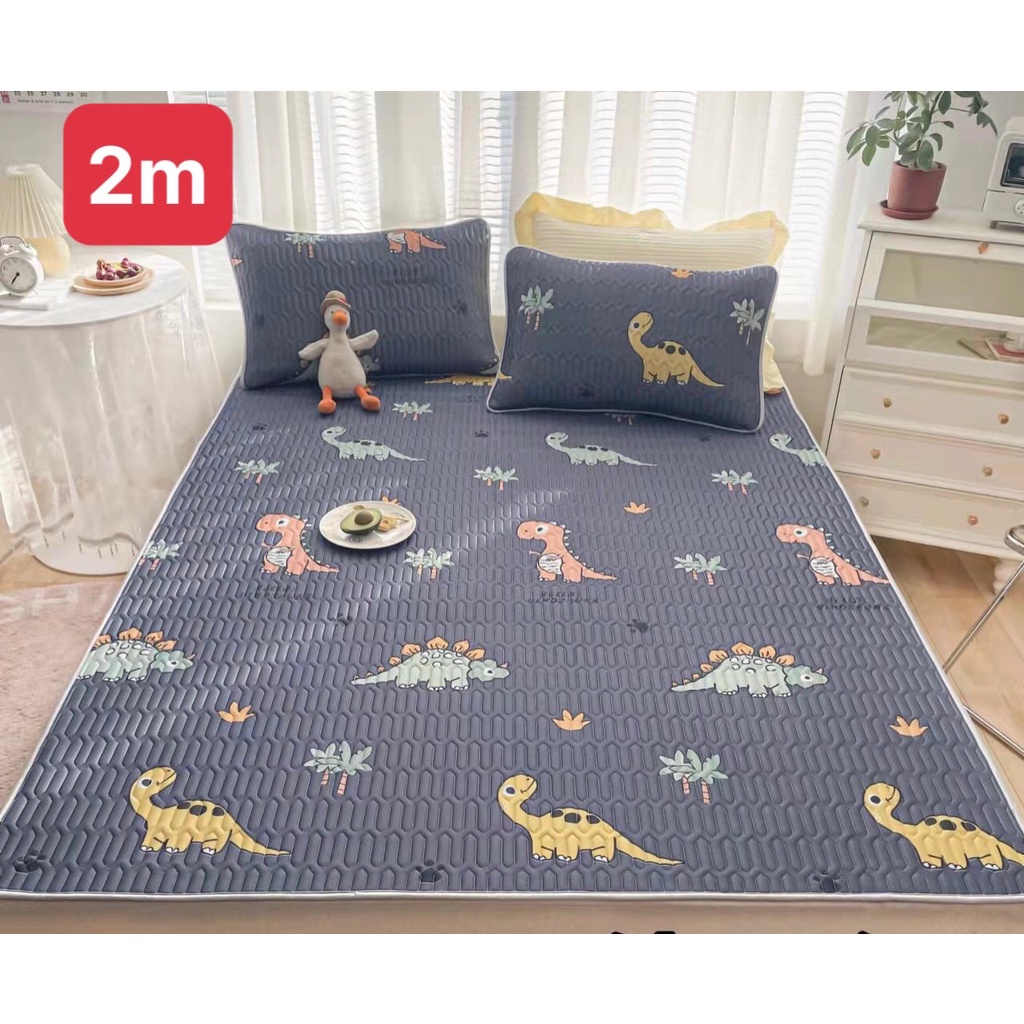 Chiếu điều hòa sao su non in hình 3D dễ thương tăng kèm 2 vỏ gối đầu
