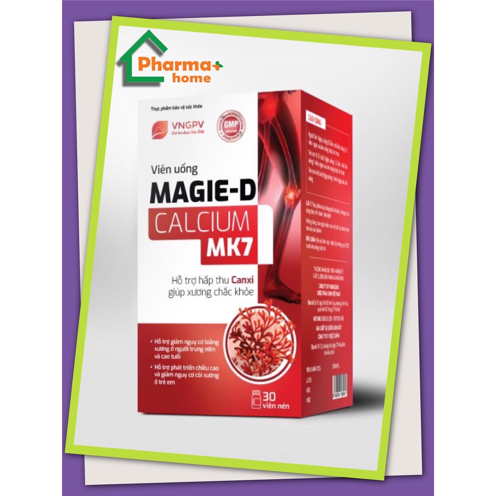 Viên uống Magie-D Calcium MK7 - Bổ sung Canxi hữu cơ, không lắng cặn cho xương chắc khỏe