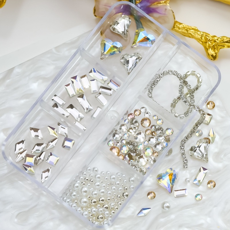 Hộp Đá Pha Lê 3D Trang Trí Móng Tay Nghệ Thuật