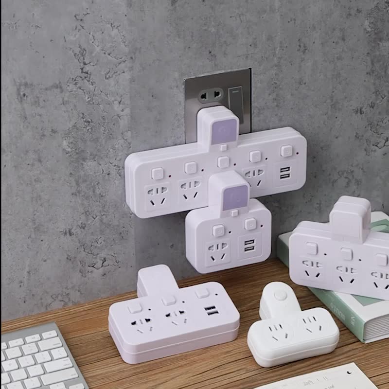 Ổ cắm đa năng không dây gia đình di động LED bốn lỗ với bộ chuyển đổi ổ cắm điện USB Ổ cắm điện 10A phích cắm 240V mới