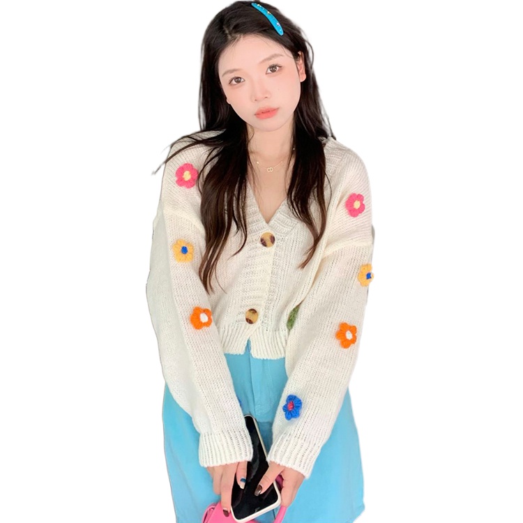 Áo Khoác Cardigan Dệt Kim Tay Dài Cổ Chữ V Thời Trang Mùa Thu Cho Nữ