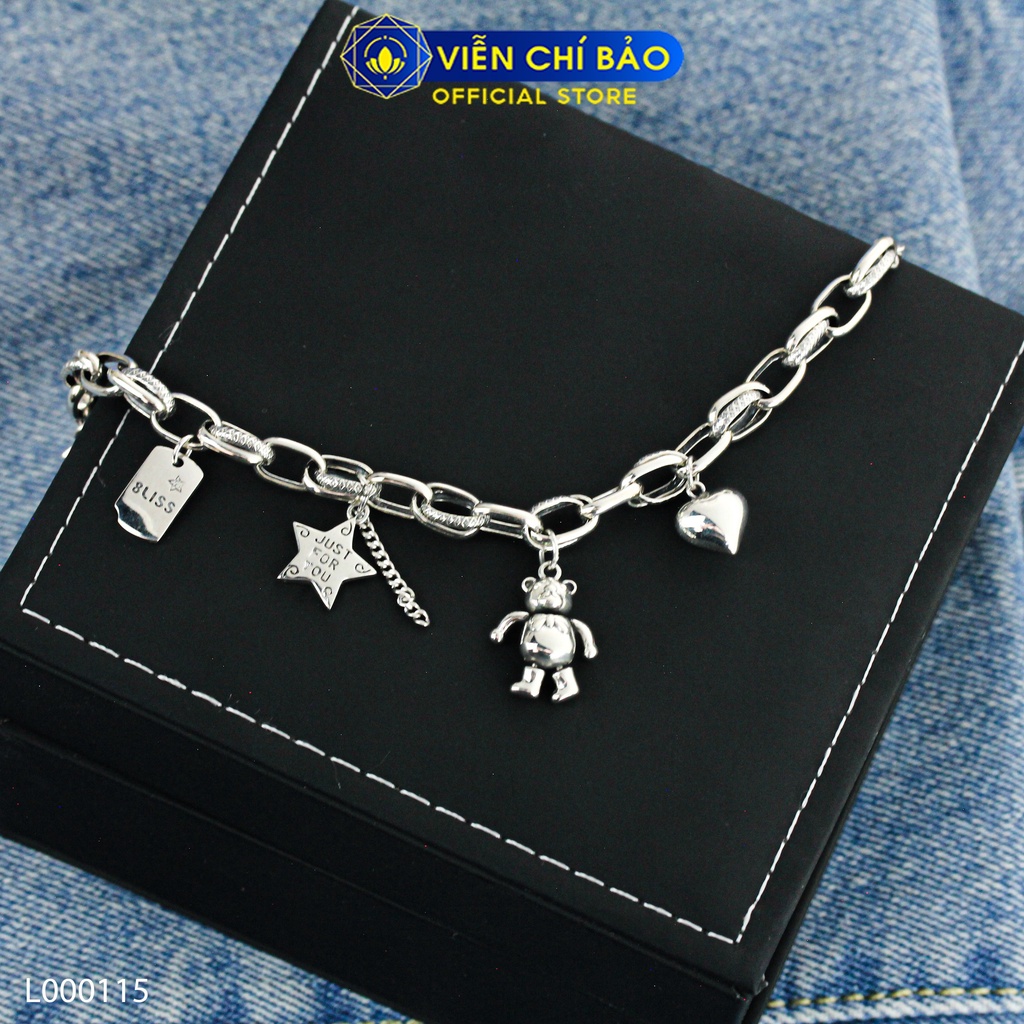 Lắc tay bạc nữ Bearbrick charm cá tính chất liệu bạc 925 thời trang phụ kiện trang sức Viễn Chí Bảo L000115