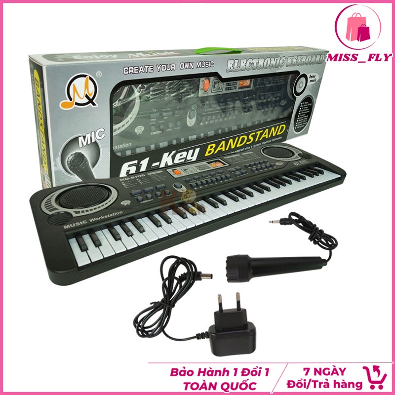 Đàn Piano Electronic Keyboard 61 Phím Kèm Mic Cho Bé Làm Quen Với Âm Thanh Nhiều Chức Năng