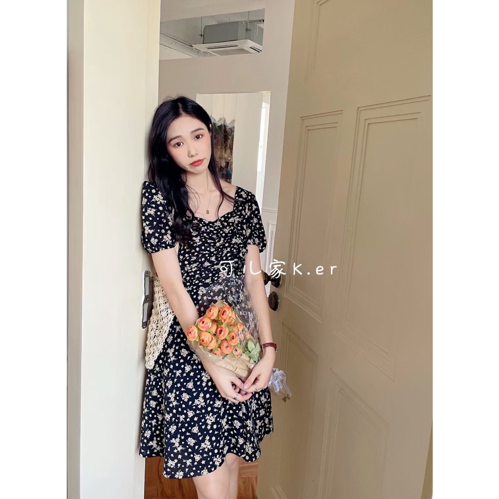 Váy hoa nhí nhún ngực họa tiết chùm hoa xinh Ker Ulzznag style 🌹 Hàng Quảng Châu